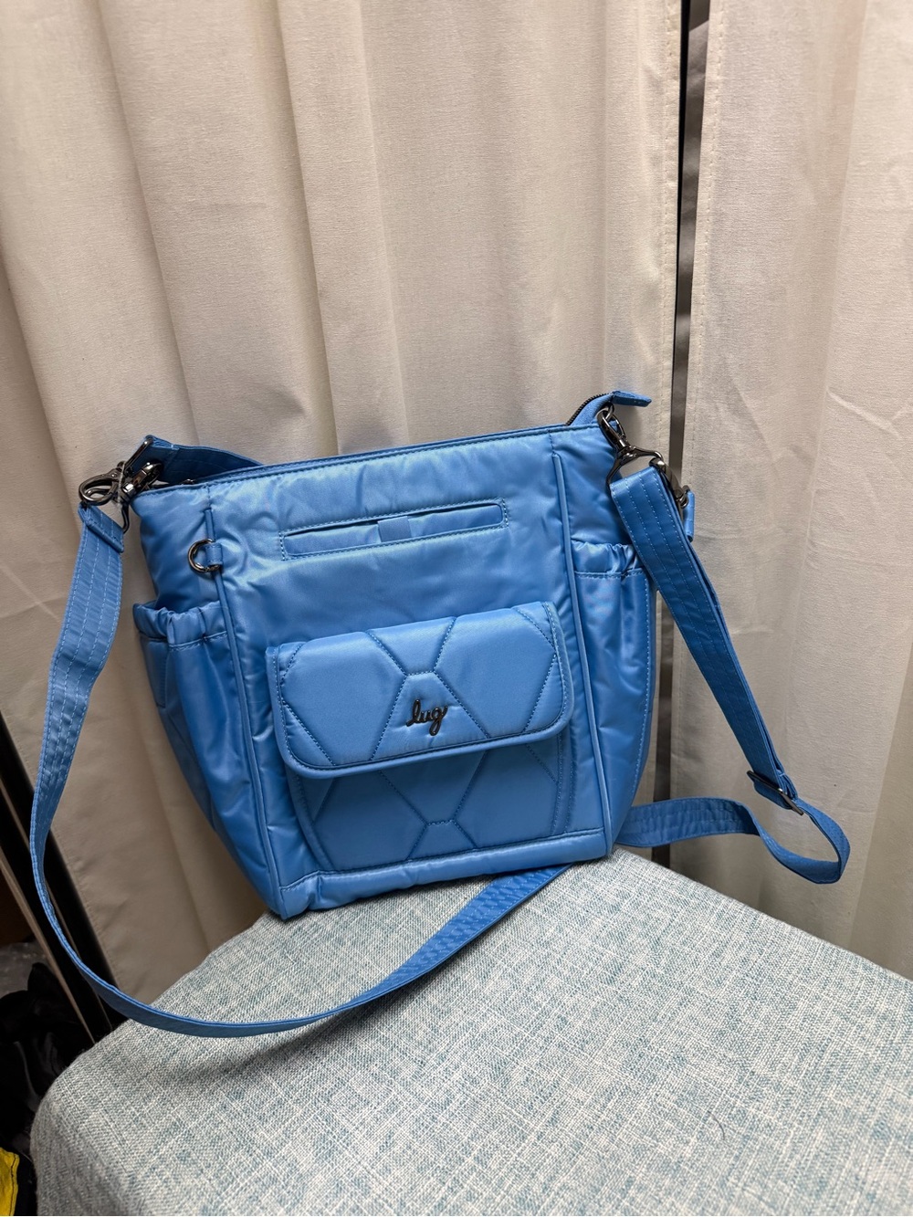 lug Blue Quilted Front Pocket Crossbody Bag
